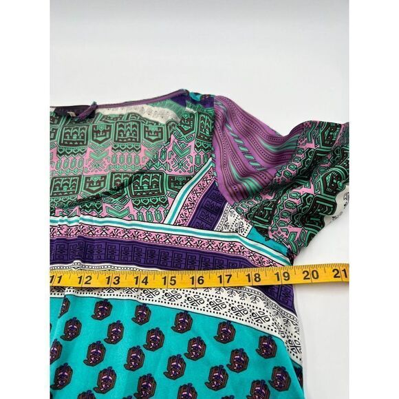 Hale Bob Women's Medium Silk Blend Colorful Boho Abstract Print Long Sleeve - Picture 9 of 15